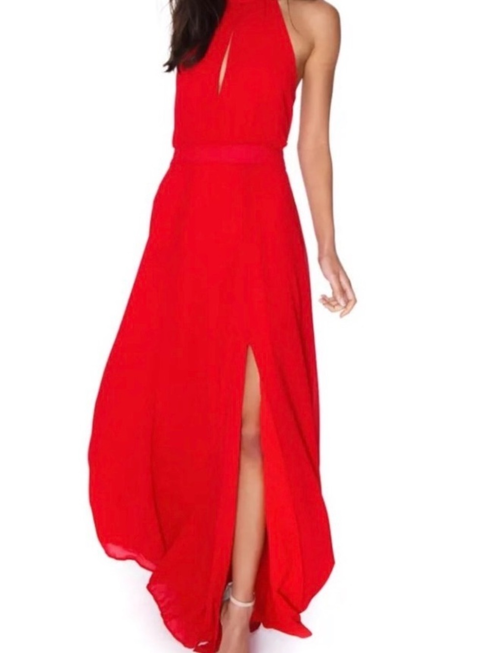 Yumi Kim High Demand Red Halter Maxi Dress with Front Slit BNWT size S